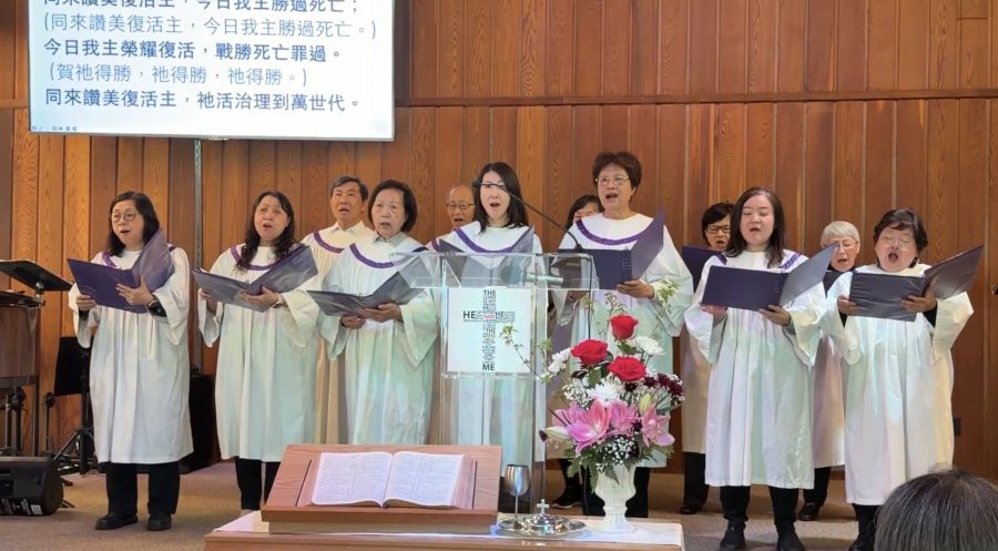 Choir singing at Easter service