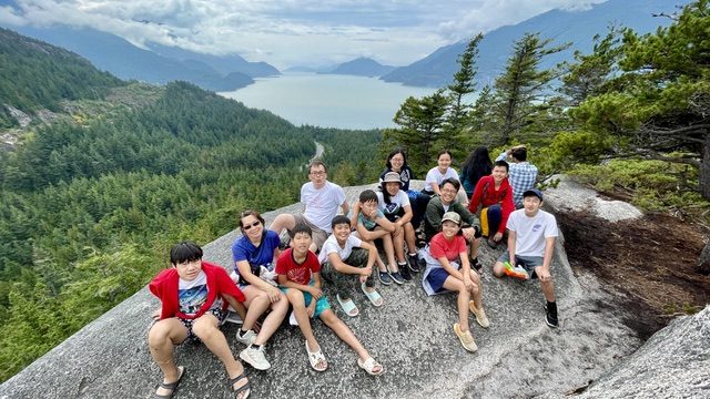 Taking in the view of Howe Sound after a group hike